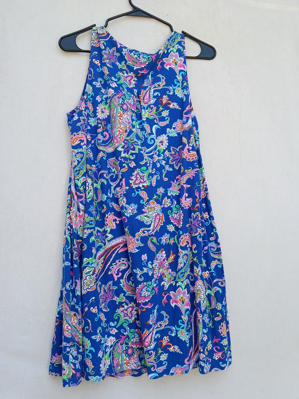 Lauren Ralph Lauren Royal Blue Paisley Midi Dress with Pink & Green Accents - Picture 2 of 8